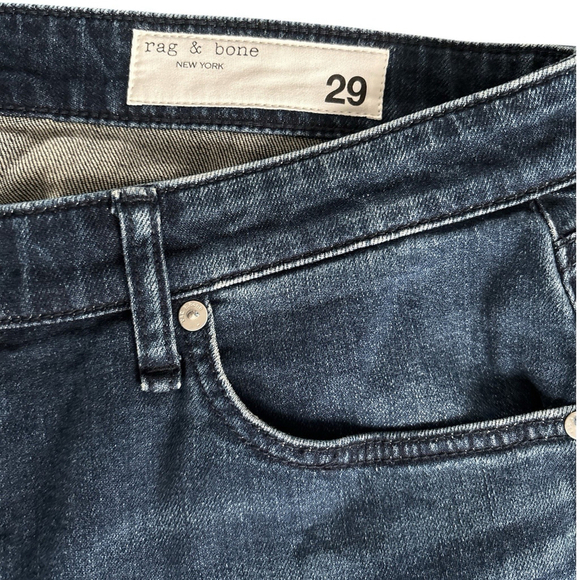 Rag & Bone Dre Low Rise Slim Boyfriend Jeans Dark Wash Womens Sz 29 Raw Hem NWT - Picture 4 of 7